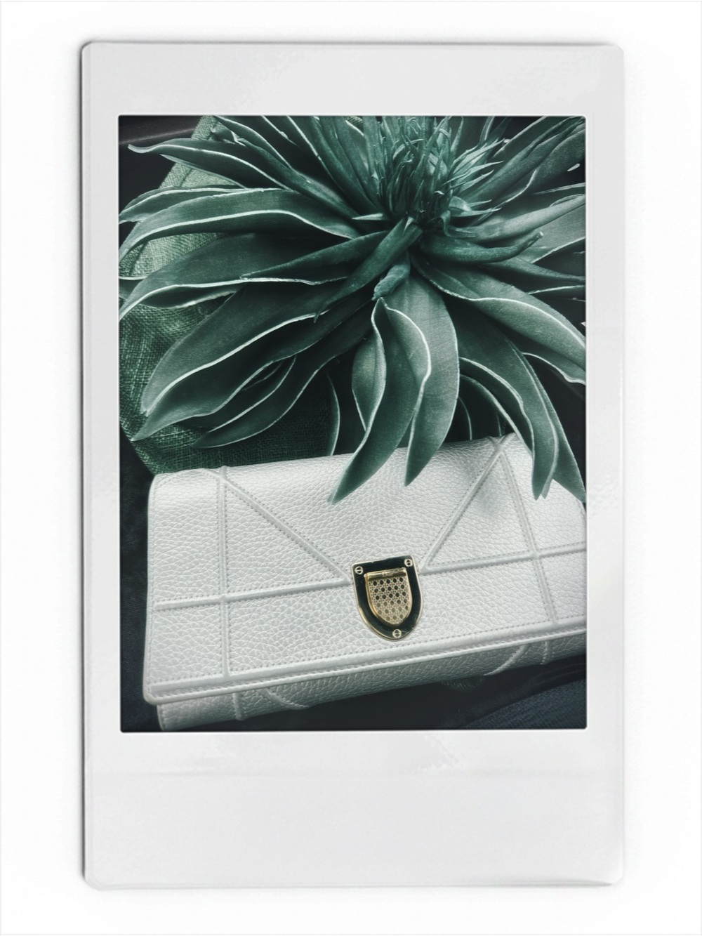 Christian Dior Diorama Long Wallet on Chain Clutch Metallic Silver